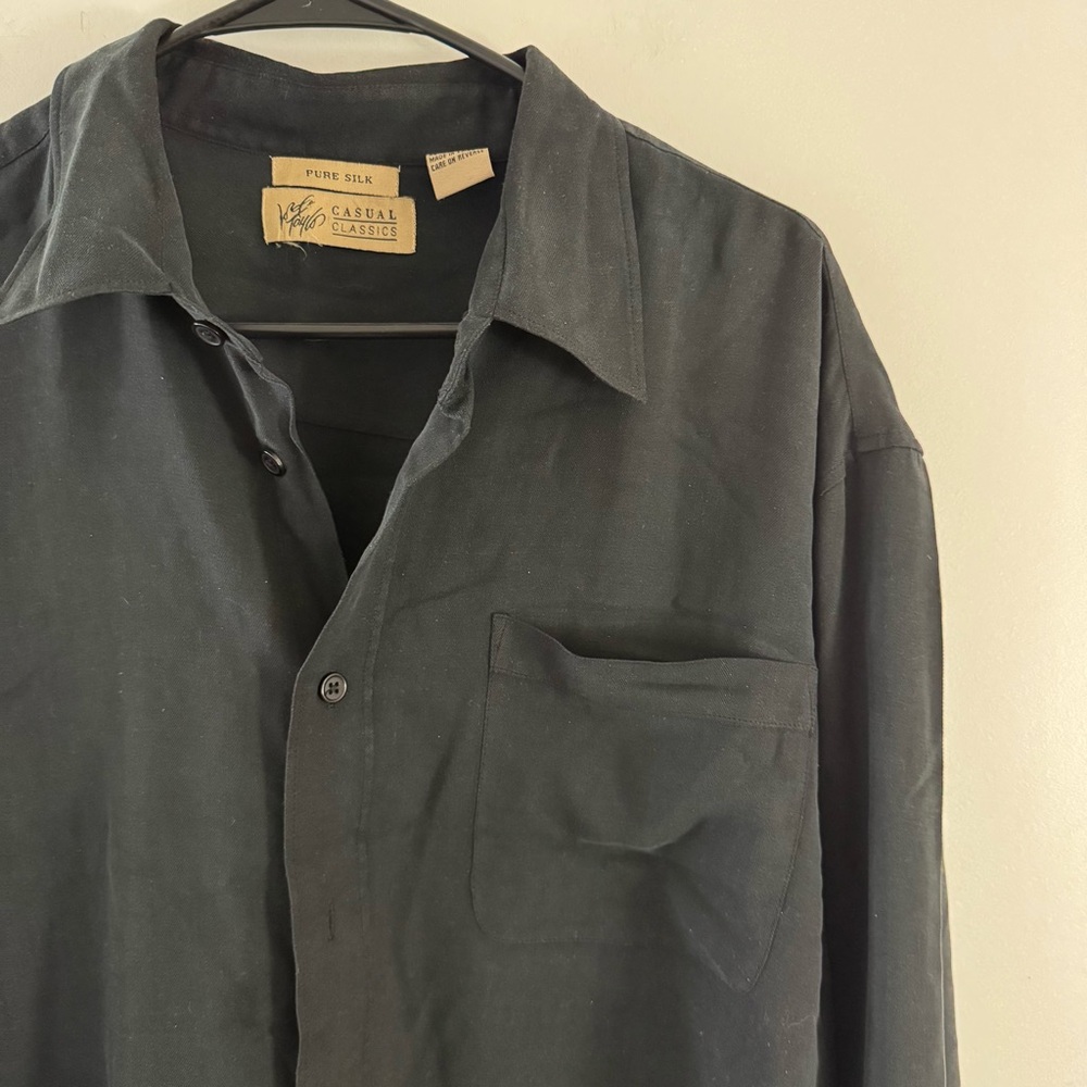 Lord & Taylor Black Silk Dress Shirt